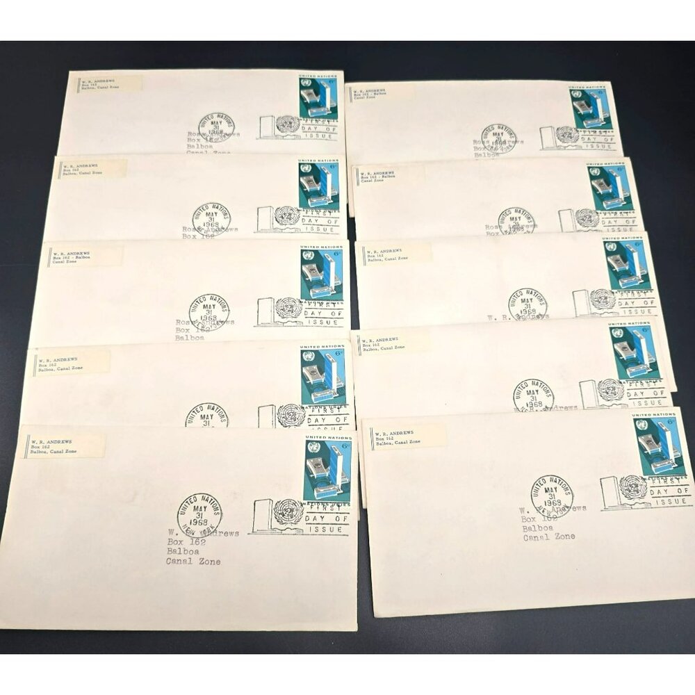 United Nations 1968 First Day Of Issue 6¢ Stamps Envelopes Lot LI3004